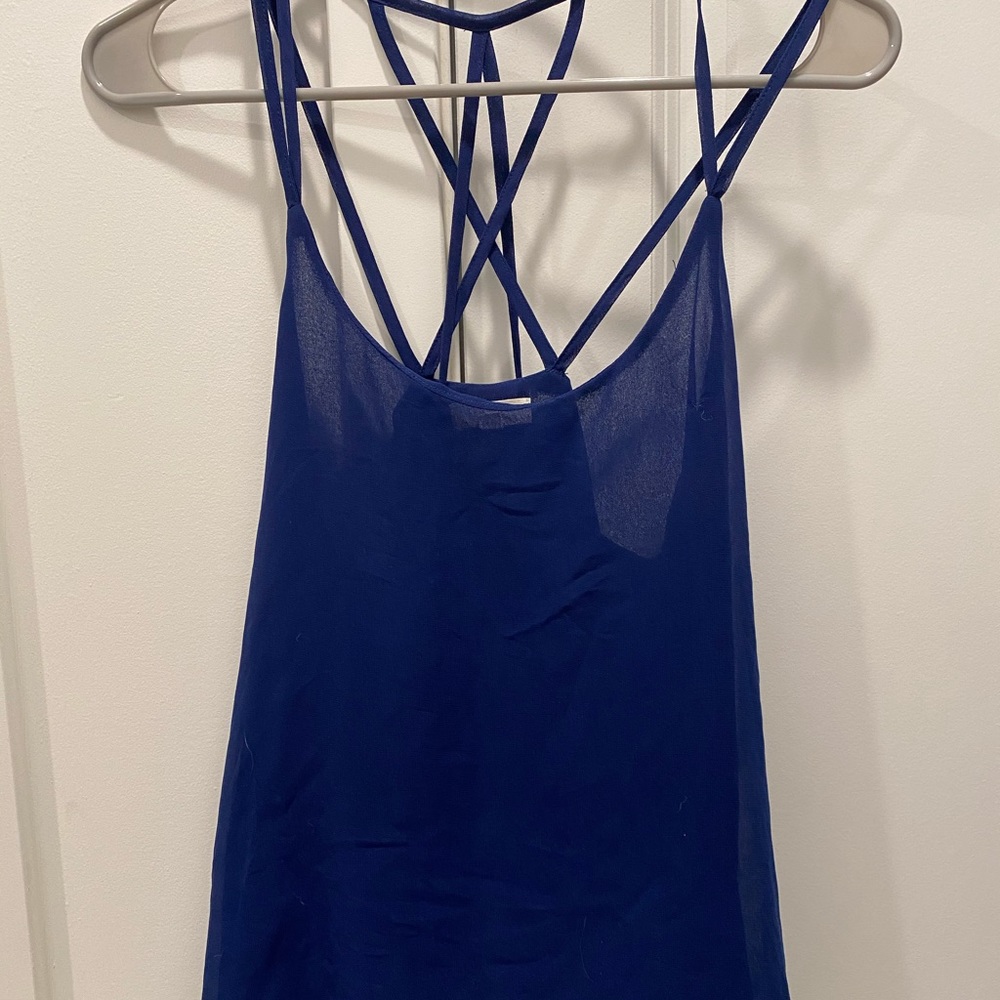 Blue Cross-Back Blouse